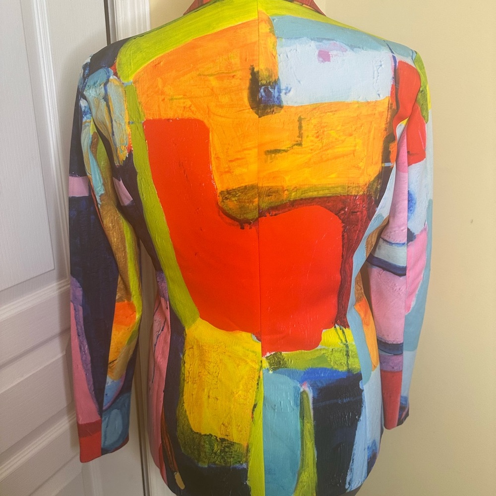 Colorblock Abstract Print Blazer - Multicolor - Picture 5 of 10